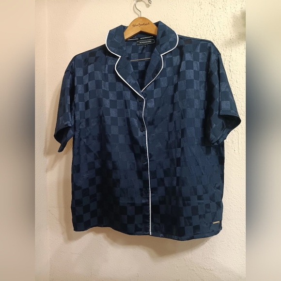 BCBGMaxAzria Navy Checkered Men's Shirt - Picture 1 of 5
